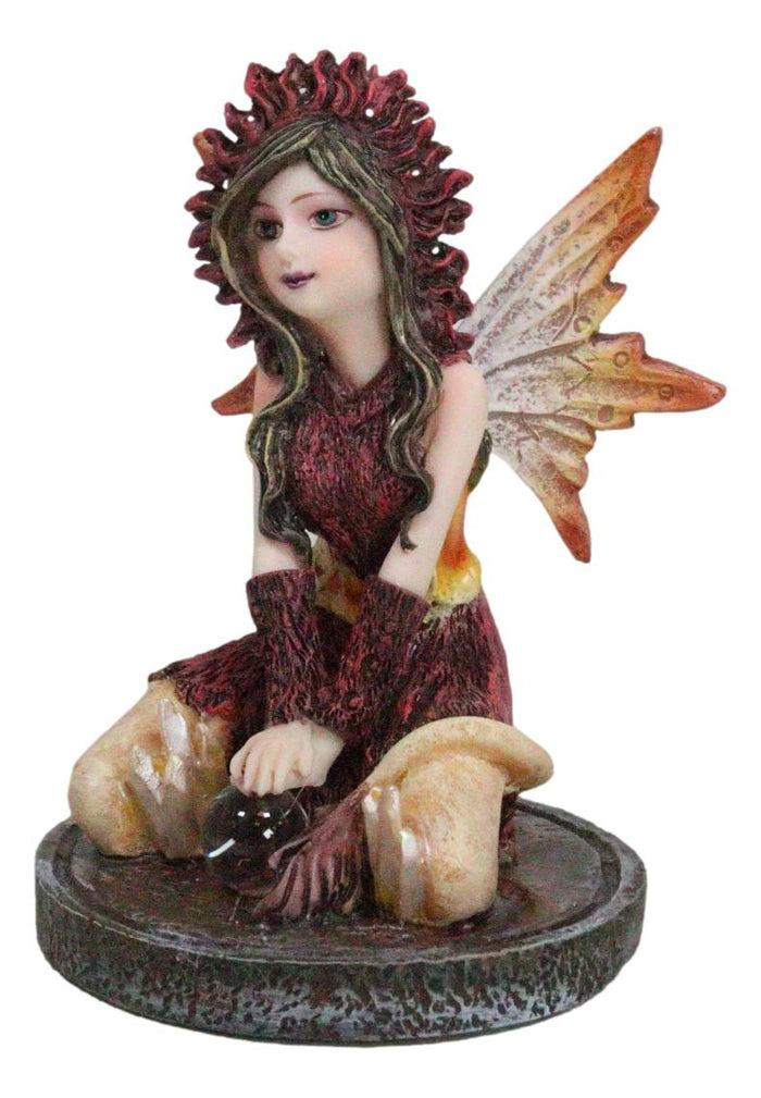 Ebros Gift Kneeling Red Tribal Dress Summer Hanuman Fairy With Crystal Ball Small Figurine