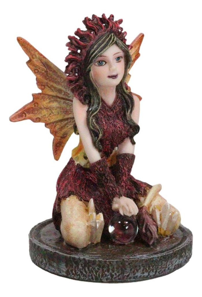 Ebros Gift Kneeling Red Tribal Dress Summer Hanuman Fairy With Crystal Ball Small Figurine