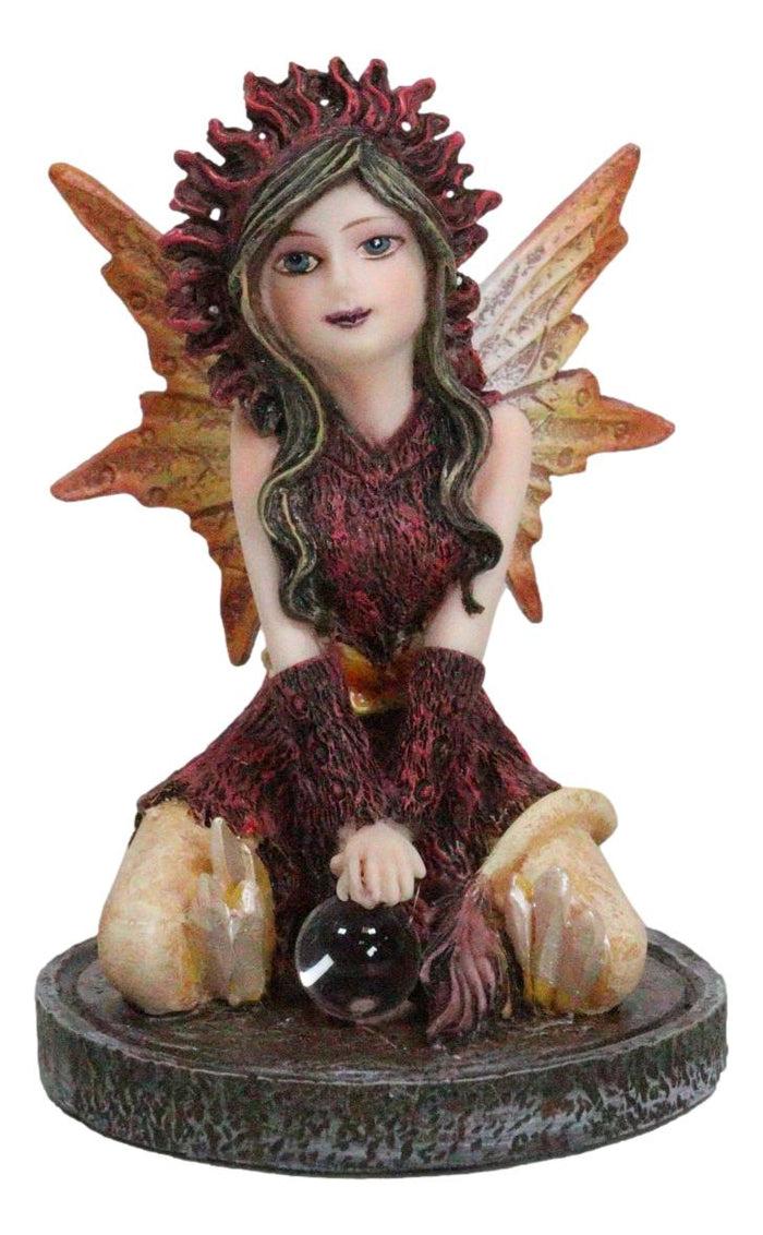 ebros gift Kneeling Red Tribal Dress Summer Hanuman Fairy with Crystal Ball Small Figurine