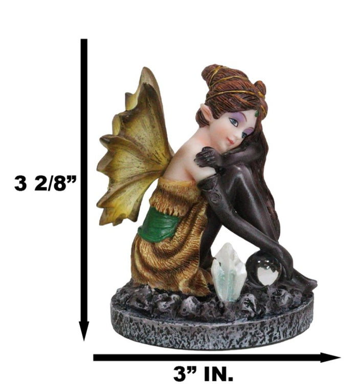 Ebros Gift Kneeling Tribal Dressed Autumn Fall Elf Fairy With Crystal Ball Small Figurine