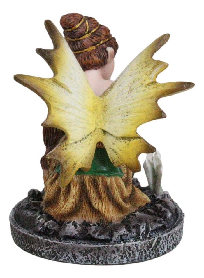 Ebros Gift Kneeling Tribal Dressed Autumn Fall Elf Fairy With Crystal Ball Small Figurine