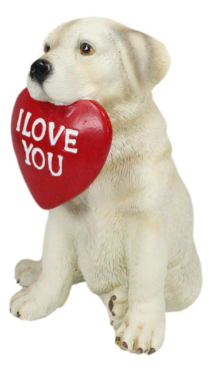 Ebros Gift Labrador Puppy Dog Biting Red Heart I Love You Sign Figurine Pet Pal Animal Art