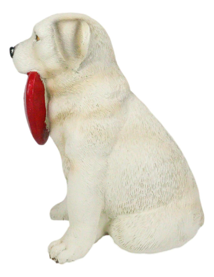 Ebros Gift Labrador Puppy Dog Biting Red Heart I Love You Sign Figurine Pet Pal Animal Art