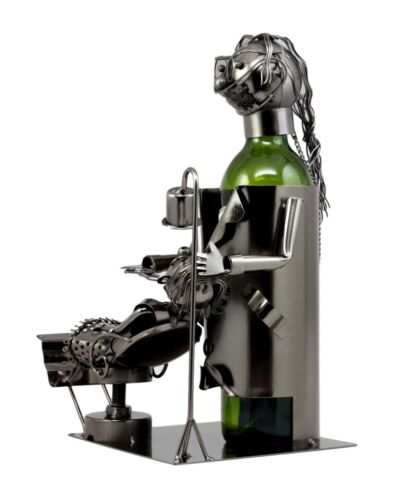 Ebros Gift Lady Dentist Metal Wine Bottle Holder 12.5"H Hand Made Caddy Tooth Surgery