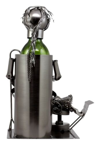 Ebros Gift Lady Dentist Metal Wine Bottle Holder 12.5"H Hand Made Caddy Tooth Surgery