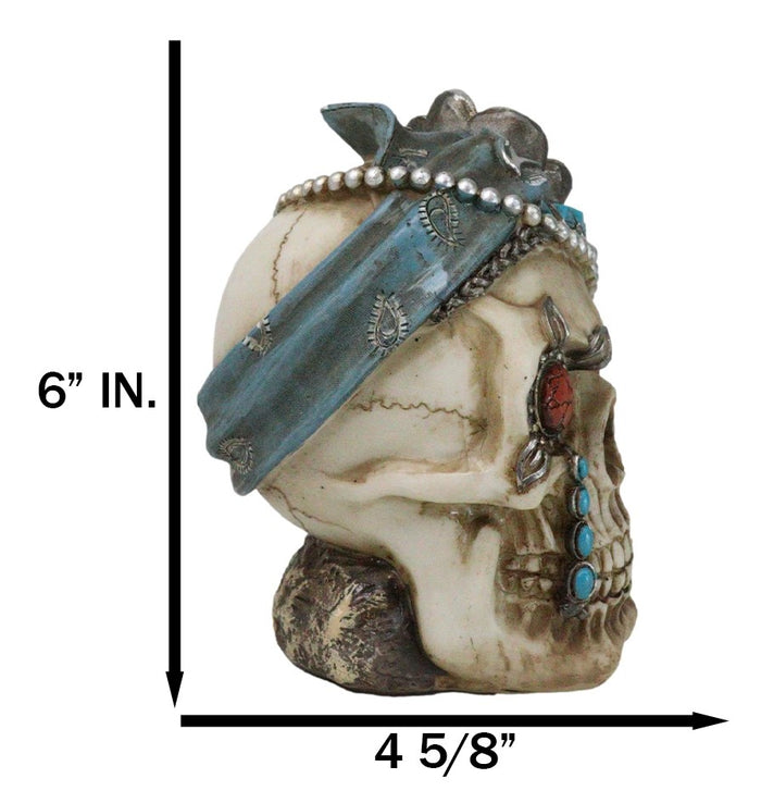 Ebros Gift Lady Madame Boudoir Gothic Camo Turquoise Jewelry Skull W/ Red Eyes Figurine
