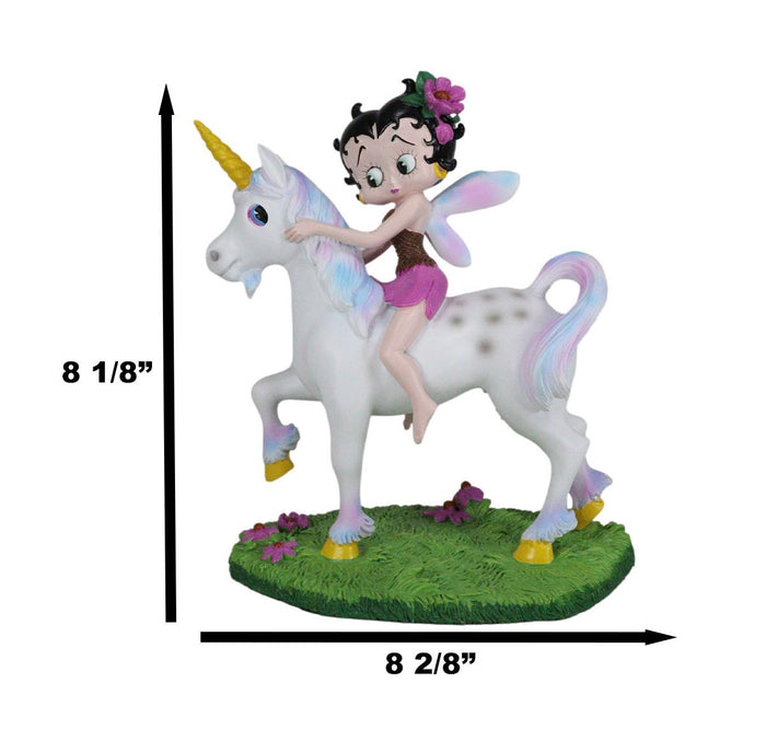 Ebros Gift Lady Of Enchantment Pink Sweet Betty Boop Fairy With Rainbow Unicorn Figurine