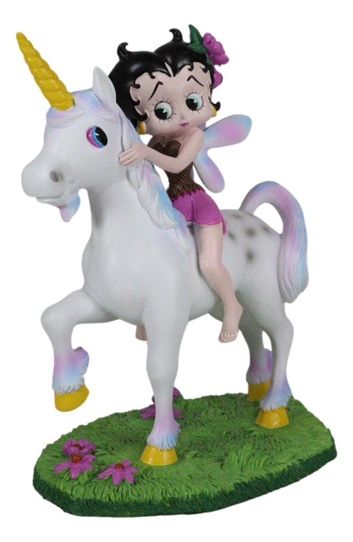 Ebros Gift Lady Of Enchantment Pink Sweet Betty Boop Fairy With Rainbow Unicorn Figurine