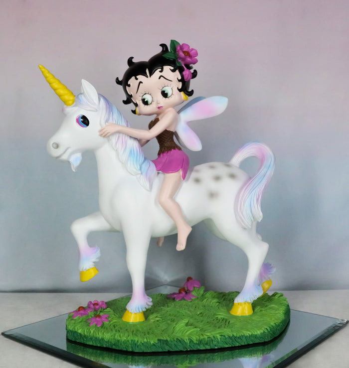 ebros gift Lady Of Enchantment Pink Sweet Betty Boop Fairy With Rainbow Unicorn Figurine