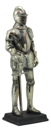 Ebros Gift Large 12.5"H Medieval Suit Of Armor Swordsman Knight Standing Guard Statue Decor