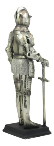 Ebros Gift Large 12.5"H Medieval Suit Of Armor Swordsman Knight Standing Guard Statue Decor