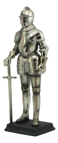 ebros gift Large 12.5"H Medieval Suit of Armor Swordsman Knight Standing Guard Statue Decor