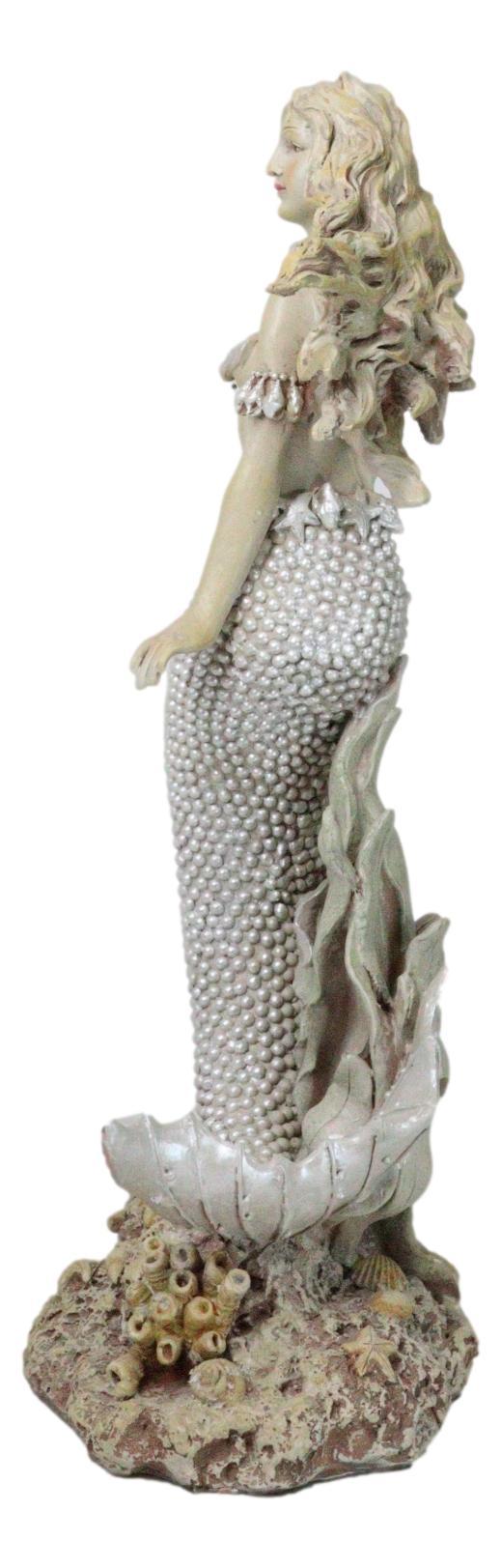 Ebros Gift Large 15"H Vintage Sea Queen Ariel Mermaid Holding Starfish By Coral Reef Statue