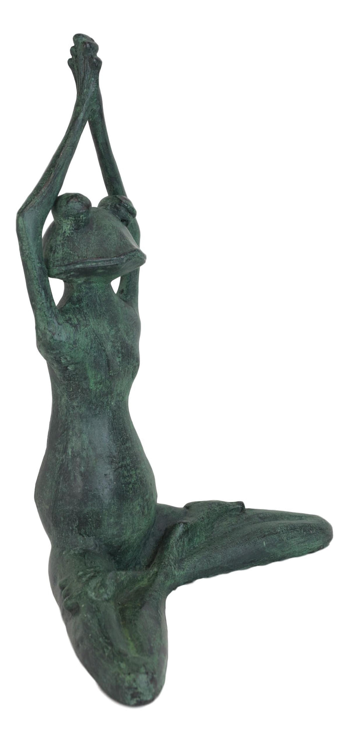 Ebros Gift Large 16.5"H Aluminum Meditating Yoga Frog Toad Garden Patio Outdoor Statue