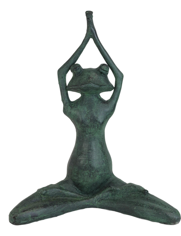 Ebros Gift Large 16.5"H Aluminum Meditating Yoga Frog Toad Garden Patio Outdoor Statue