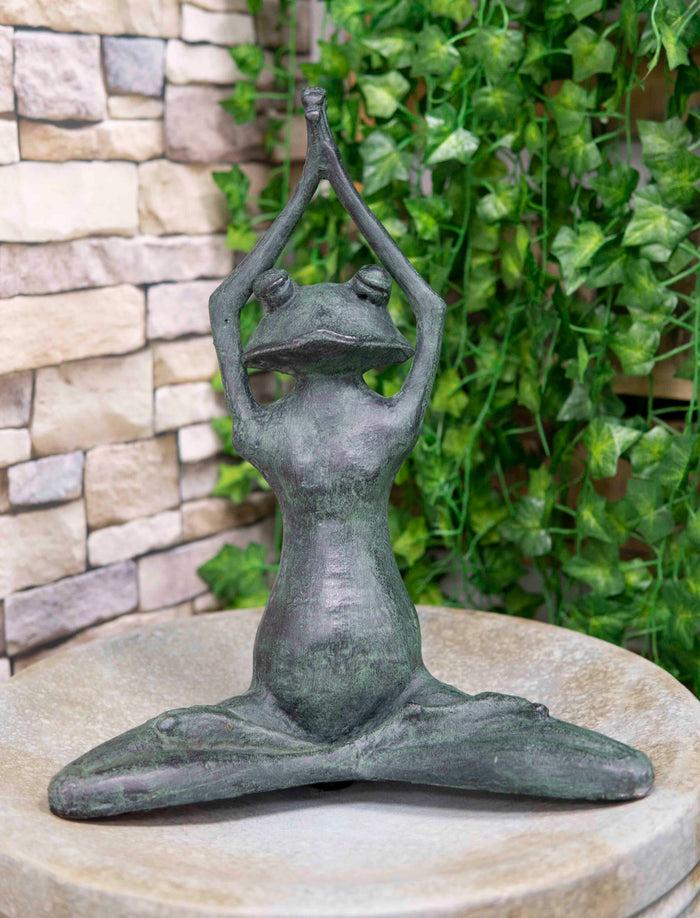 ebros gift Large 16.5"H Aluminum Meditating Yoga Frog Toad Garden Patio Outdoor Statue