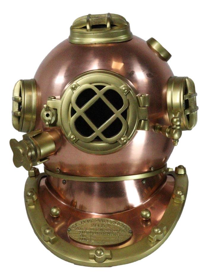 ebros gift Large 16" H Nautical Steampunk Diving Helmet Navy Diver Helm Metal Sculpture