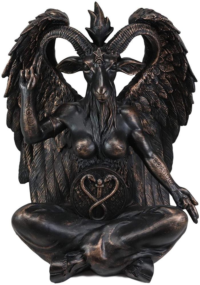 Ebros Gift Large 16" Tall Sabbatic Goat Idol Samael Lilith Baphomet Seated Statue