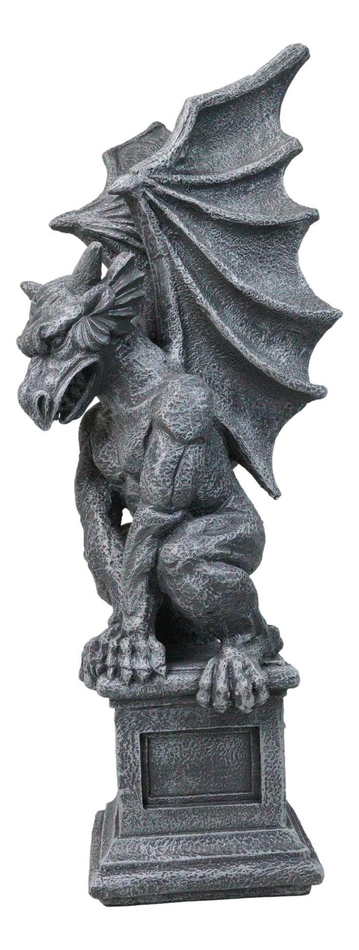 Ebros Gift Large 17" H Gothic Crouching Wise Old Griffin Gargoyle On Pedestal Figurine