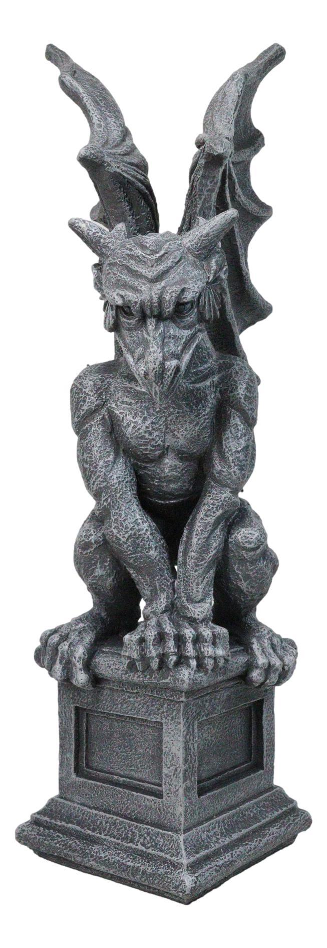 Ebros Gift Large 17" H Gothic Crouching Wise Old Griffin Gargoyle On Pedestal Figurine