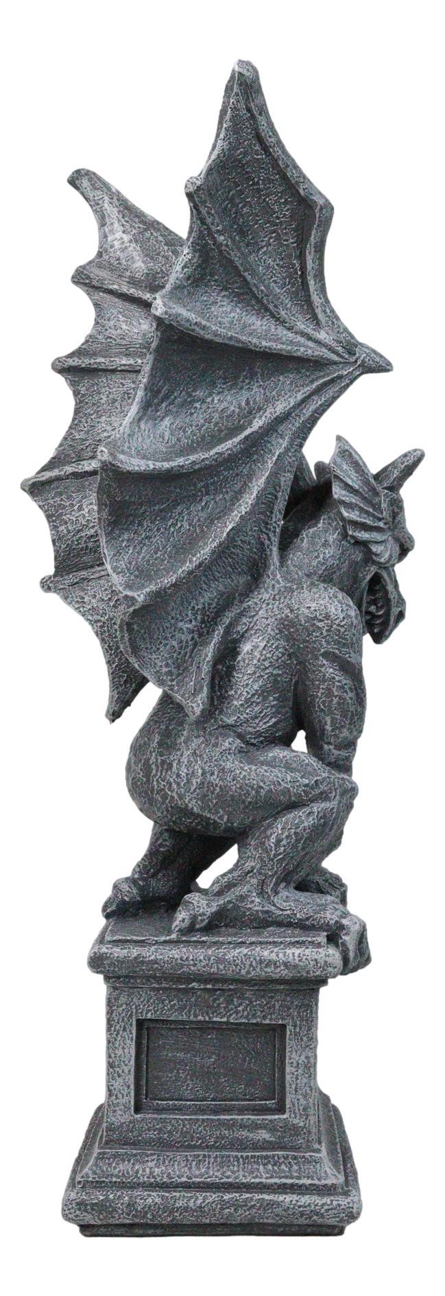 Ebros Gift Large 17" H Gothic Crouching Wise Old Griffin Gargoyle On Pedestal Figurine