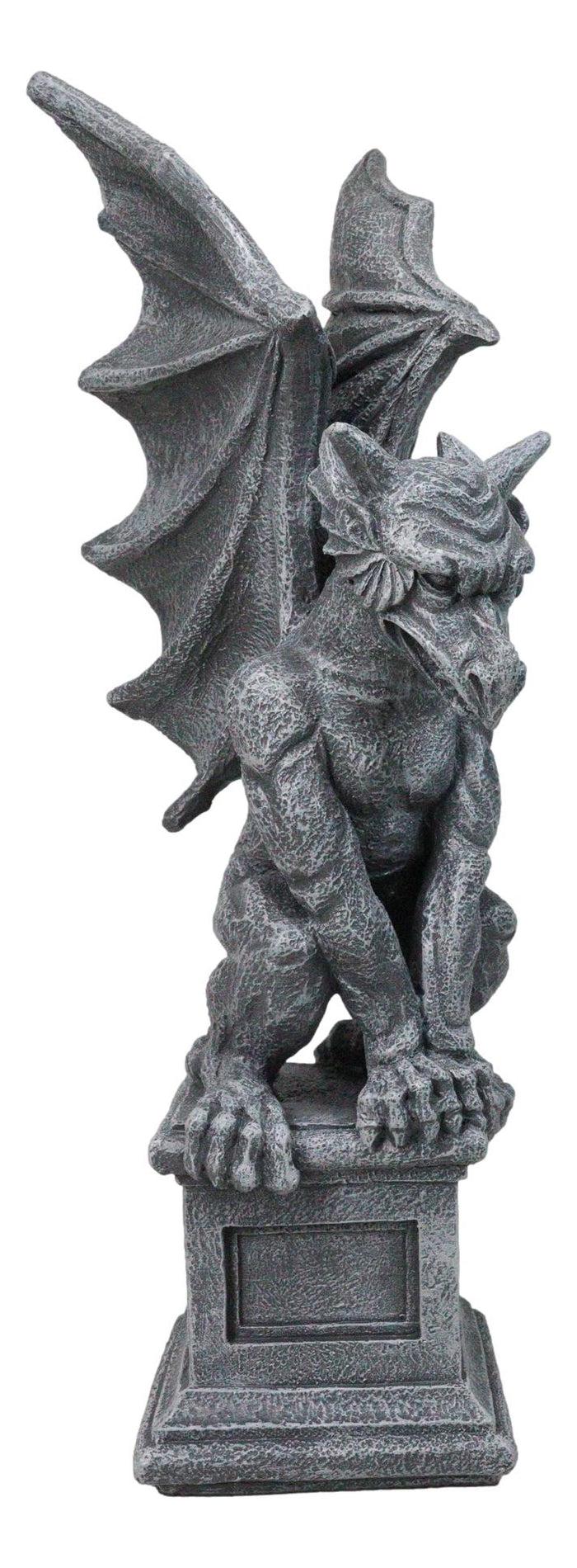 ebros gift Large 17" H Gothic Crouching Wise Old Griffin Gargoyle On Pedestal Figurine