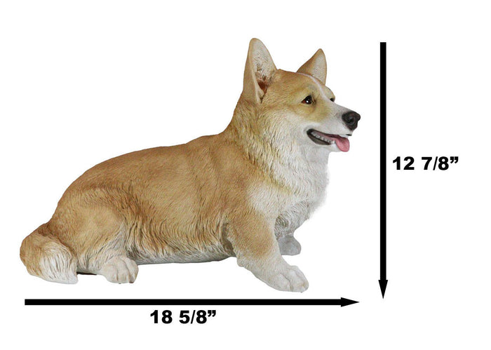 Ebros Gift Large 18.5" Long Sitting Realistic Lifelike Welsh Corgi Dog Statue Home Decor