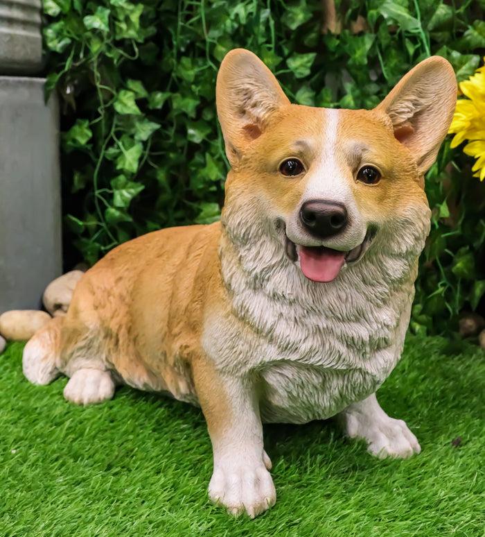ebros gift Large 18.5" Long Sitting Realistic Lifelike Welsh Corgi Dog Statue Home Decor