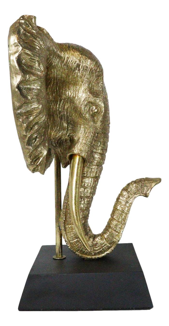 Ebros Gift Large 18"H Gold Patina Safari African Bush Elephant Sculpture On Museum Base