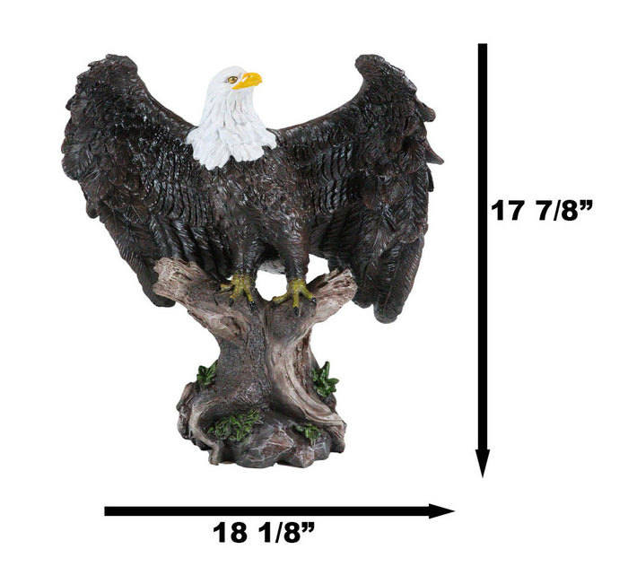Ebros Gift Large 18"H Wings Of Glory Perching Grand Bald Eagle Statue Home Garden Figurine
