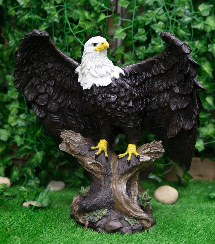 ebros gift Large 18"H Wings Of Glory Perching Grand Bald Eagle Statue Home Garden Figurine