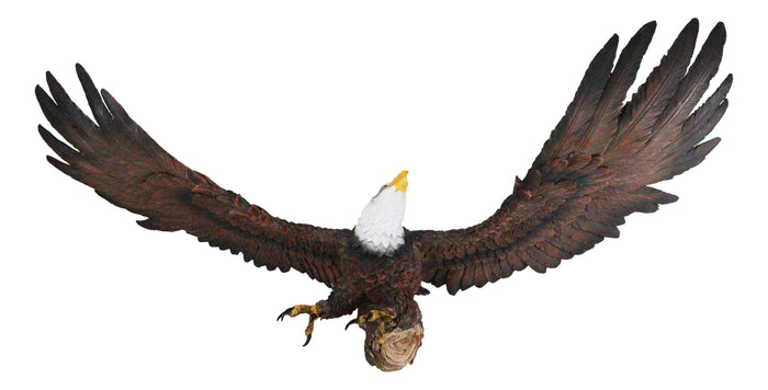 Ebros Gift Large 18"L Swooping American Bald Eagle With Open Wings Wall Plaque Sculpture
