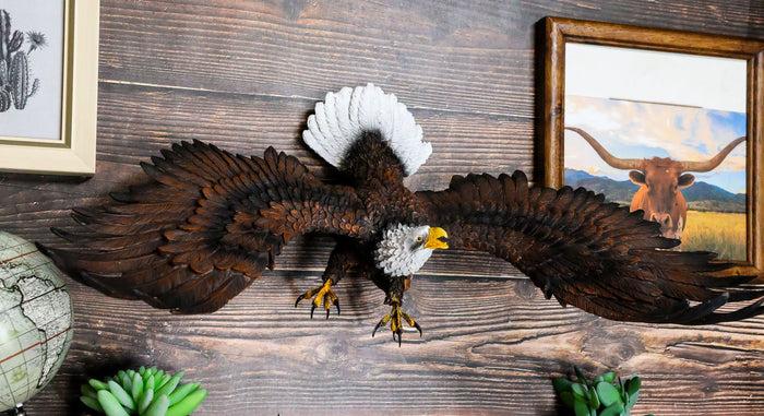 ebros gift Large 18"L Swooping American Bald Eagle With Open Wings Wall Plaque Sculpture