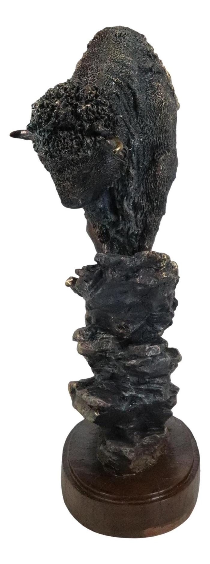Ebros Gift Large 20"H North American Grassland Plains Bison Buffalo On Rocky Slope Statue