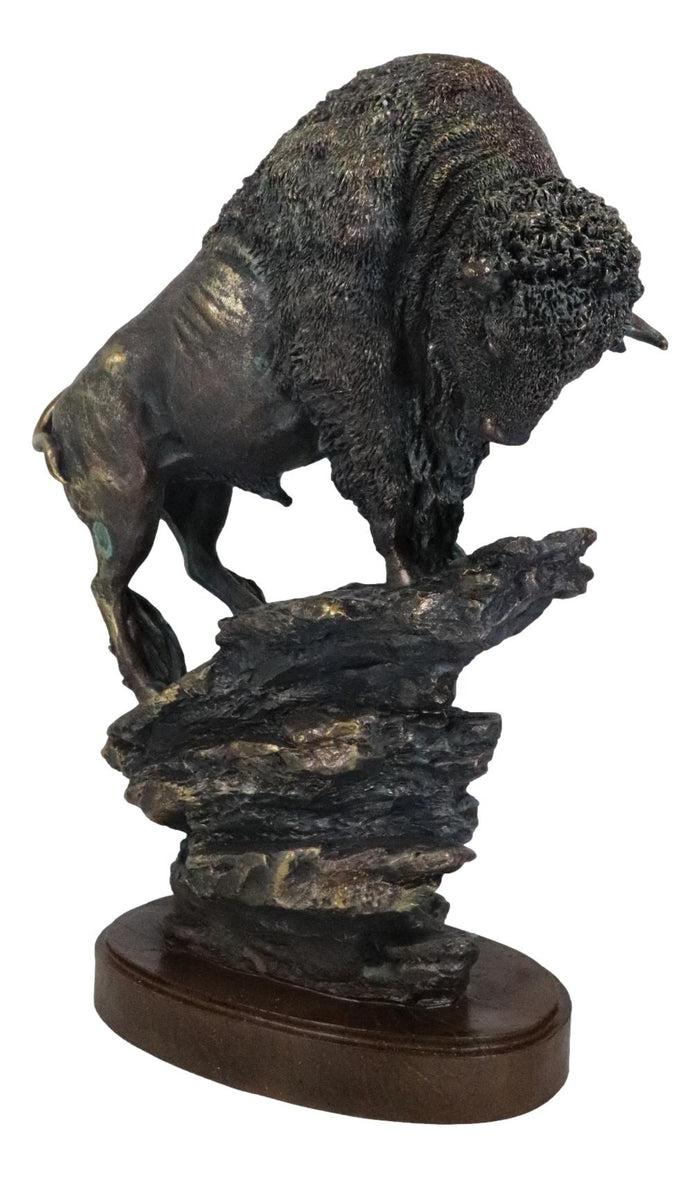 Ebros Gift Large 20"H North American Grassland Plains Bison Buffalo On Rocky Slope Statue