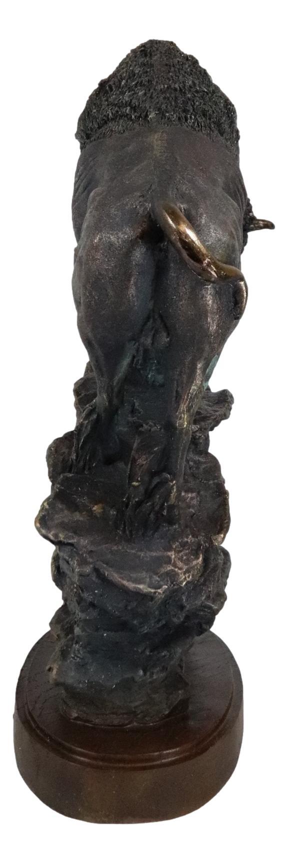 Ebros Gift Large 20"H North American Grassland Plains Bison Buffalo On Rocky Slope Statue