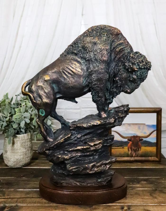 ebros gift Large 20"H North American Grassland Plains Bison Buffalo On Rocky Slope Statue
