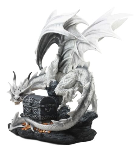 Ebros Gift Large 20"L White Cloud Dragon Guardian Of Treasure Mine Statue With Secret Box