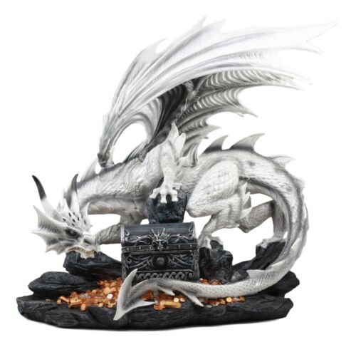 Ebros Gift Large 20"L White Cloud Dragon Guardian Of Treasure Mine Statue With Secret Box