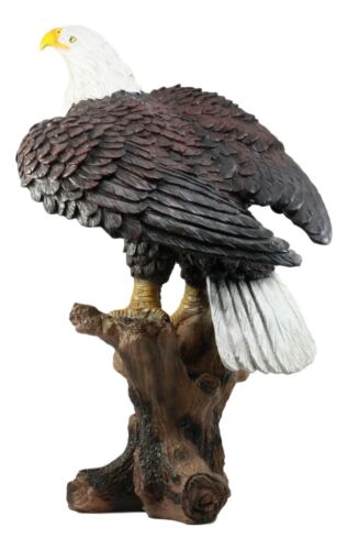 Ebros Gift Large 21"H American Pride Bald Eagle Perching On Tree Stump Statue Patriotic Art