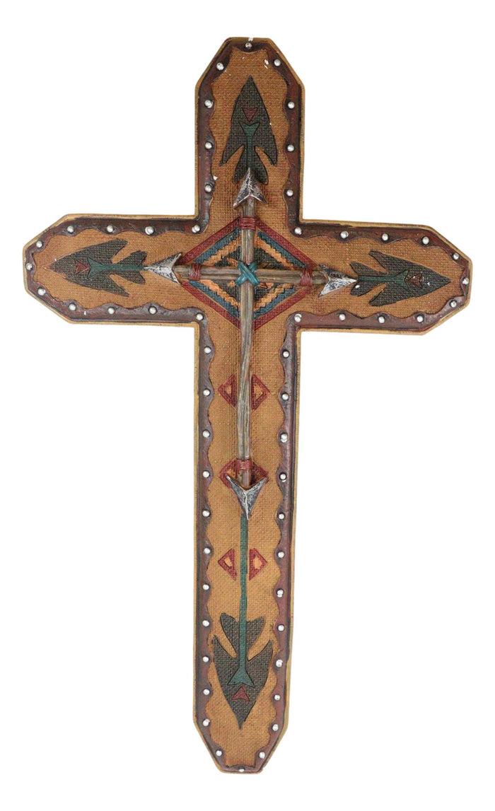 Ebros Gift Large 22"H Rustic Southwestern Aztec Tribal Vector Symbols And Arrows Wall Cross