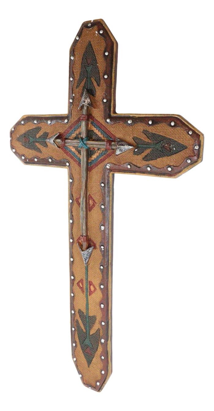 Ebros Gift Large 22"H Rustic Southwestern Aztec Tribal Vector Symbols And Arrows Wall Cross