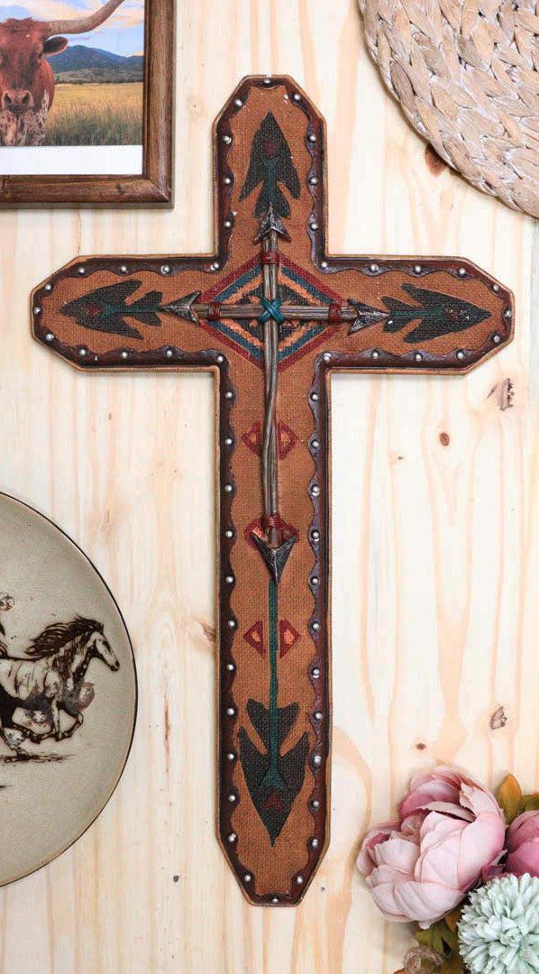 ebros gift Large 22"H Rustic Southwestern Aztec Tribal Vector Symbols And Arrows Wall Cross