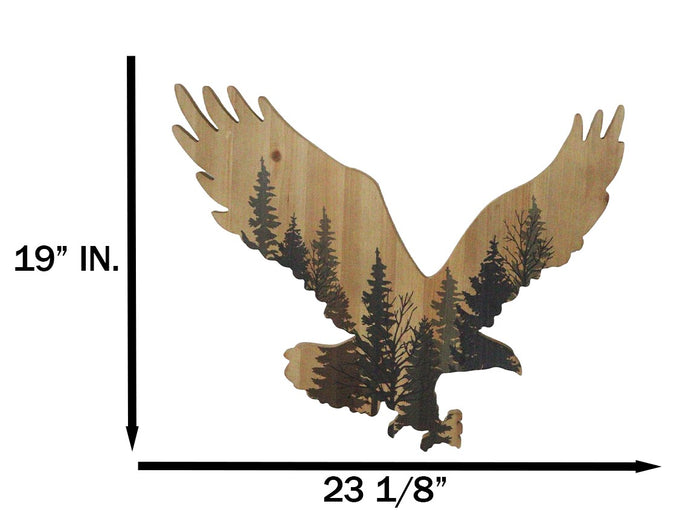 Ebros Gift Large 23"L Bald Eagle Swooping With Pine Trees Forest Wooden Wall Decor Plaque