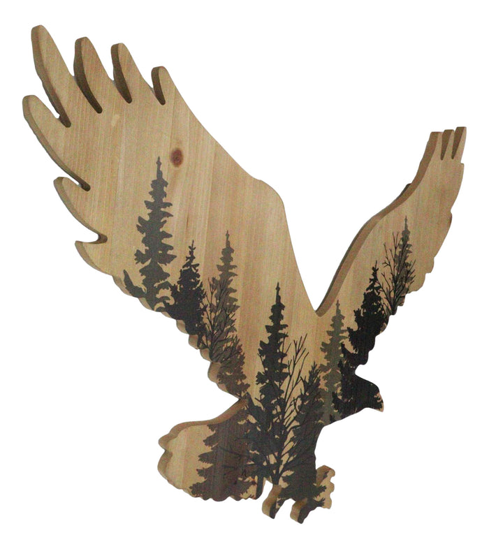 Ebros Gift Large 23"L Bald Eagle Swooping With Pine Trees Forest Wooden Wall Decor Plaque