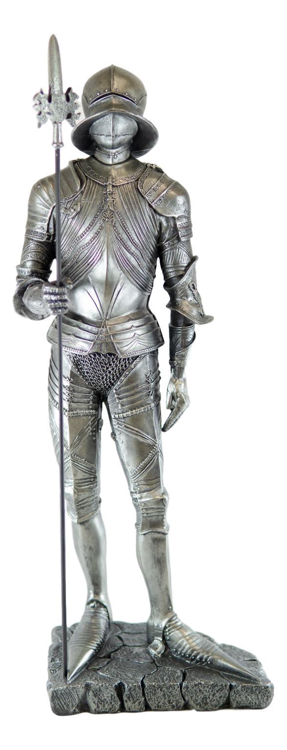ebros gift Large 23" Tall Medieval Halberdier Armored Guard Statue Suit of Armor Figurine
