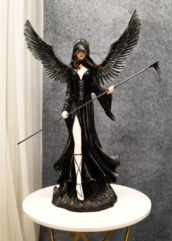 ebros gift Large 24"H Gothic Lady Grim Reaper Raven Dark Death Angel With Scythe Statue