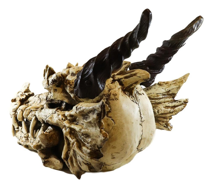 Ebros Gift Large 27" Long Dragon Fossil Skull With Horns Mighty Grendel Resin Home Decor Figurine