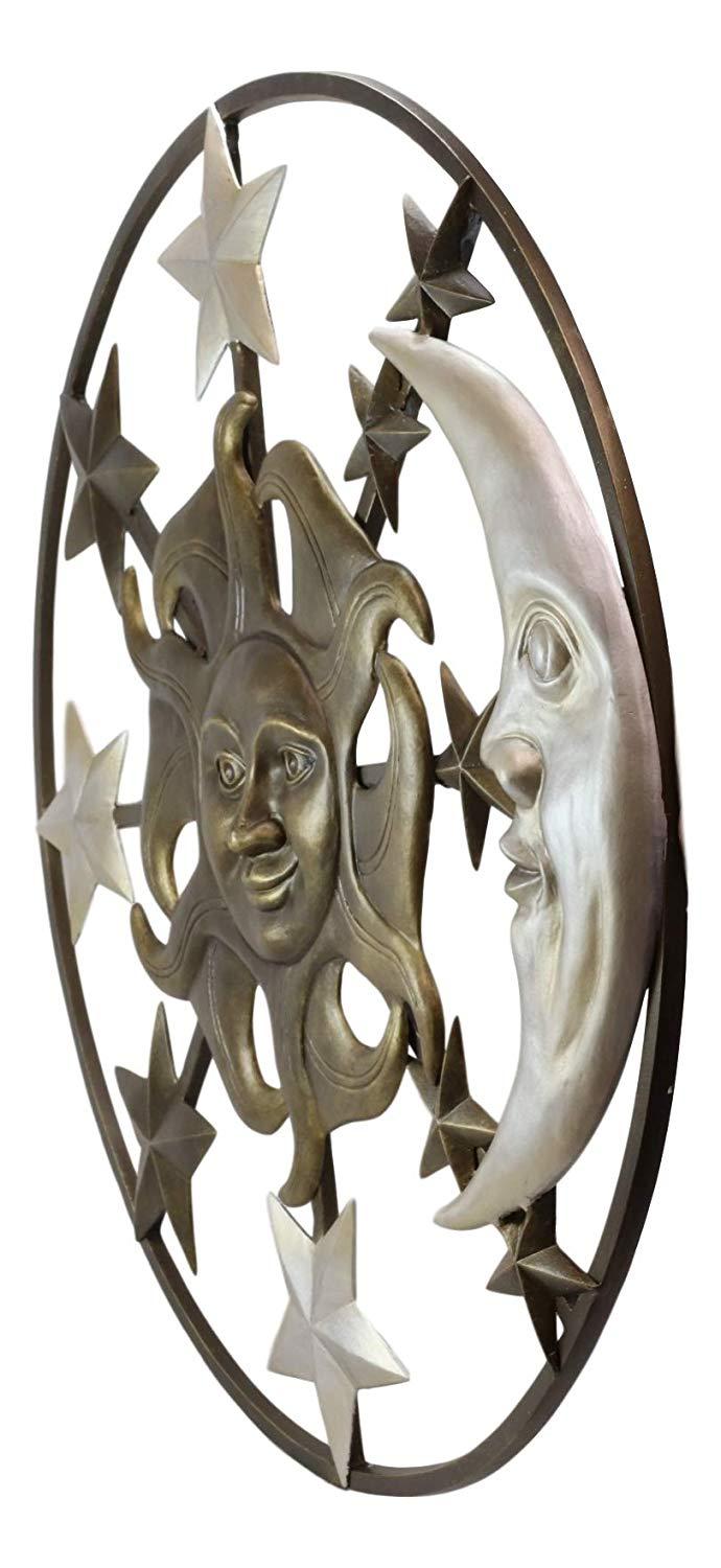 Ebros Gift Large 33"W Aluminum Celestial Heavens Sun Moon And Stars Astrology Wall Decor