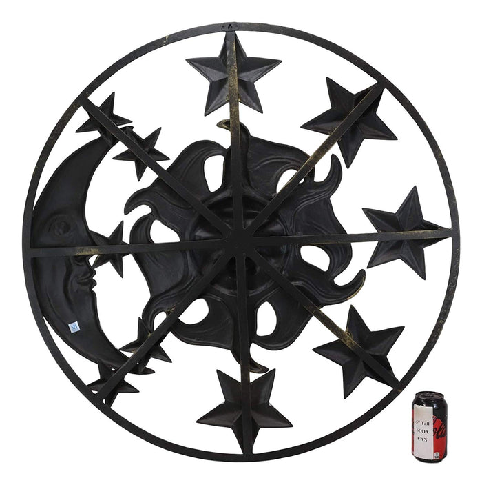 Ebros Gift Large 33"W Aluminum Celestial Heavens Sun Moon And Stars Astrology Wall Decor